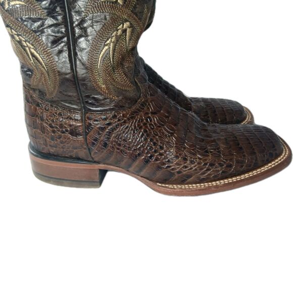 SOTO Boots Caiman Belly Print Men\'s Cowboy Boots Size 9 Brown main image 11